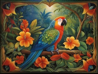 Fototapeta premium parrot on the tree