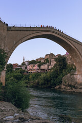 Stari Most bridge at sunset, Mostar, Bosnia and Herzegovina