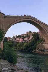 Papier Peint photo autocollant Stari Most Stari Most bridge at sunset, Mostar, Bosnia and Herzegovina