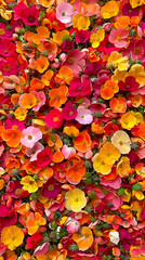 A cascading waterfall of colorful petals in various sizes and shapes
