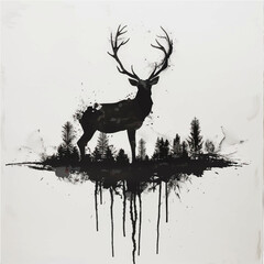 Deer silhouette hunting illustration