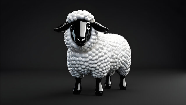 a pet animal sheep on a black background. sheep pet animal. sheep pet animal illustration. sheep animal isolated