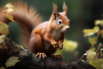 Red Squirrel In The forest