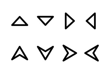 Arrows set icons. Set of arrow pointers. Direction up, down, left, right. Turn Signals. Line Arrow vector icon set in thin line style. Vector isolated illustrations