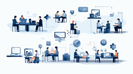 business people icons set
