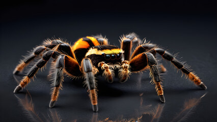 a pet animal tarantula on a black background. spider on a black background