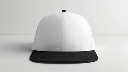 white baseball cap with black details mock up isolated on white background, Suitable for various marketing and promotional materials