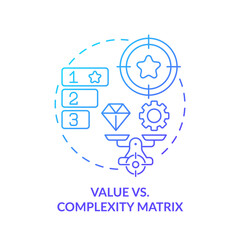 Value vs complexity blue gradient concept icon. Project management. Round shape line illustration. Abstract idea. Graphic design. Easy to use in infographic, promotional material, article, blog post