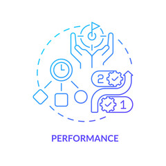 Obraz premium Performance blue gradient concept icon. Productivity improvement. Round shape line illustration. Abstract idea. Graphic design. Easy to use in infographic, promotional material, article, blog post
