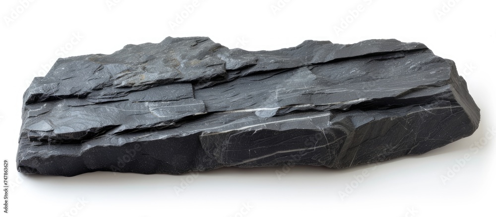 Aufkleber a black slate stone is placed on a clean white surface, creating a bold and elegant contrast. the sh