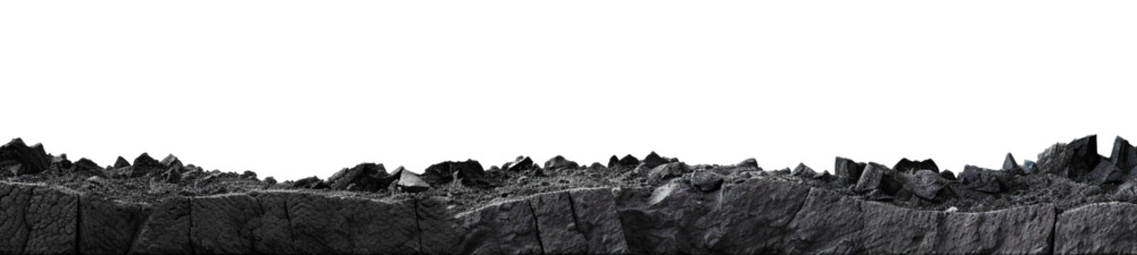 Rough surface of black soil, cut out