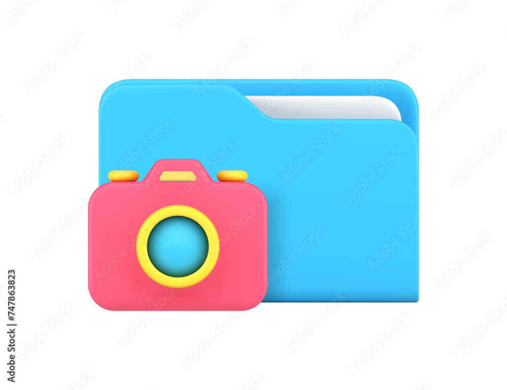 Poster photo image media multimedia content storage archive folder camera 3d icon realistic vector
