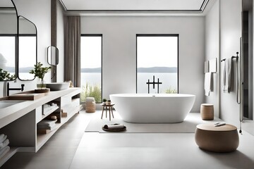 Fototapeta na wymiar modern bathroom interior generated by AI technology