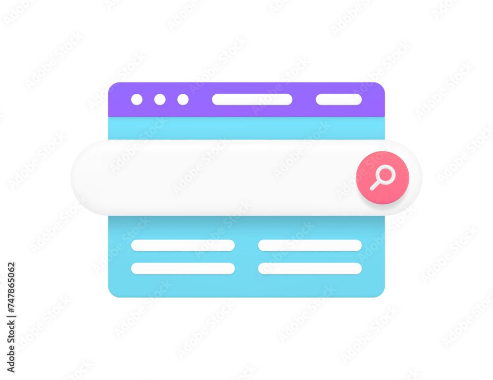 Poster online searching internet browser address tab global navigation 3d icon realistic vector