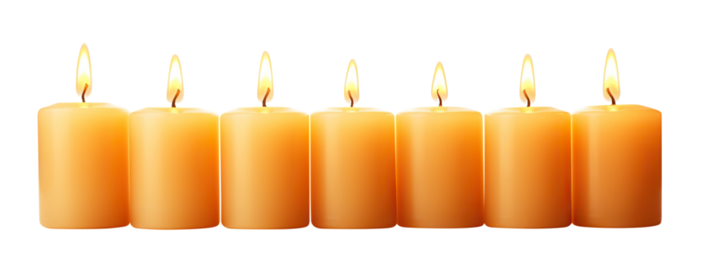 Pillar candles with flames illuminated, cut out