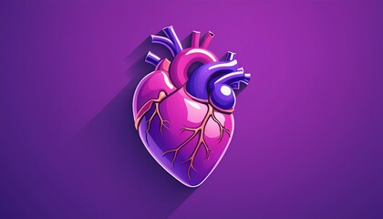 Human Heart in Purple: A Modern Icon Vector