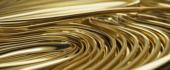 Abstract 3d realistic golden metal shape
