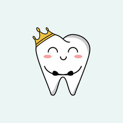 cute teeth mascot cartoon vector design illustration. Suitabale for t-shirt, mug, sticker, etc. Eps 10