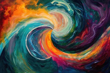 Photo sur Plexiglas Mélange de couleurs Vibrant Swirl Painting With Bold Colors and Dynamic Patterns, Vibrant, dynamic color swirls evoking the energy and rhythm of a cosmos in motion, AI Generated