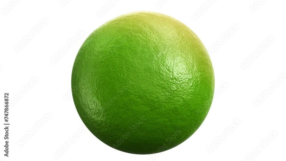 Poster realistic looping 3d animation of the spinning fresh ripe calamansi citrus fruit or philippine lime 
