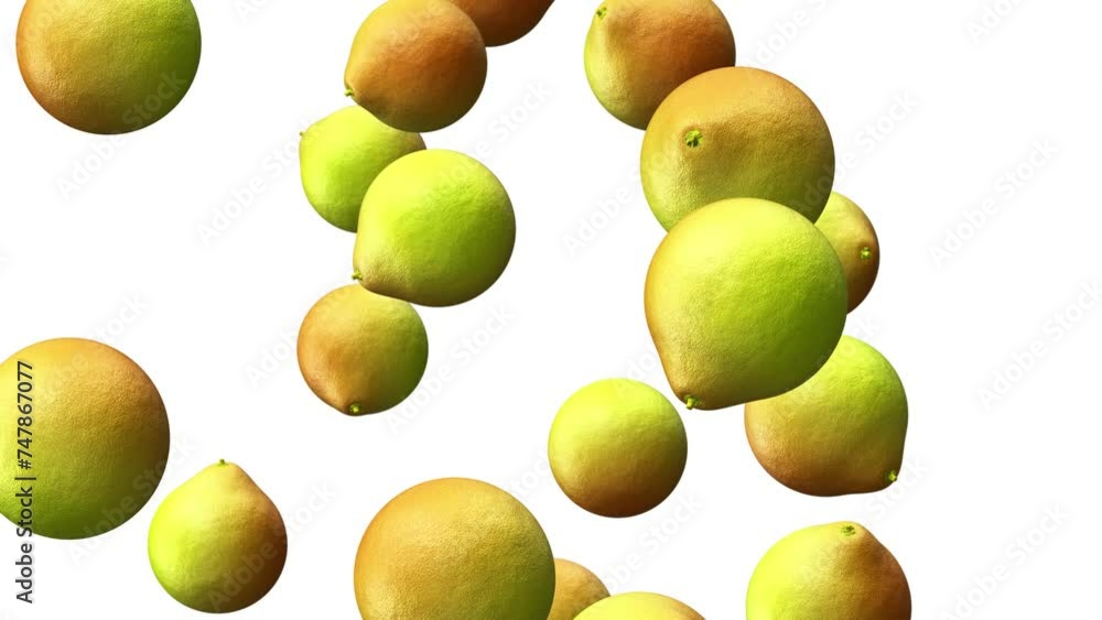 Aufkleber realistic looping 3d animation of the fresh ripe pomelos falling from the top rendered in uhd with a