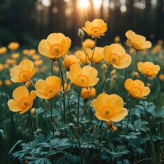 Obraz premium macro photo of buttercup flower in outdoor wildlife 