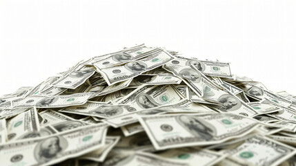 dollars isolated on white background closeup