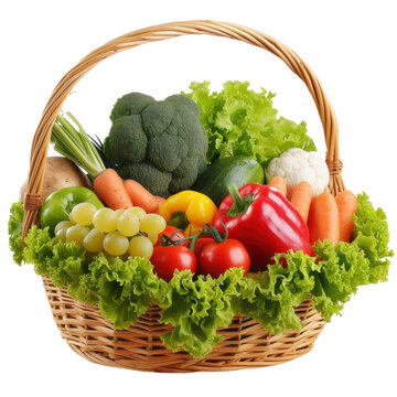 nature fresh Vegetable basket on transparency background PNG