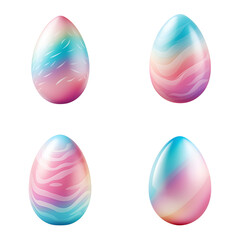 Fototapeta na wymiar Set of various design of painted eggs in colorful pastel isolated on transparent background, cut out, png, collection of colored eggs