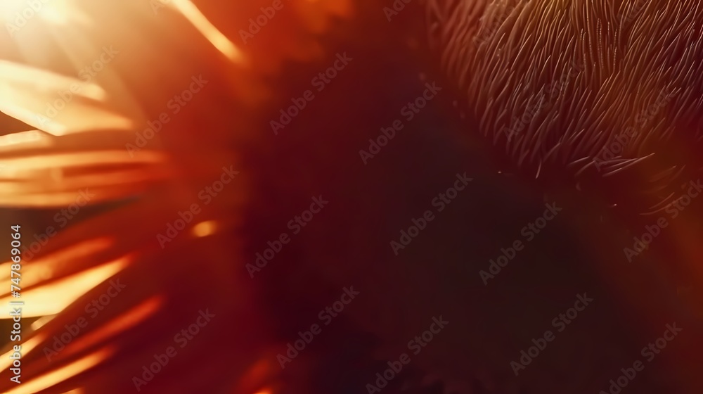 Poster the vibrant abstract image showcases a dynamic fiery texture resembling fur. its warmth and motion s