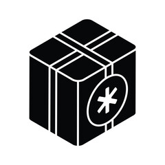 Parcel package having medical sign, concept isometric icon of medicine package, medicine delivery vector