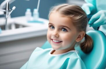 Cute little girl in the dentist chair 