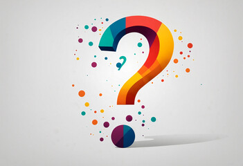 Colorful Question Mark on White Background. A vibrant question mark in various colors is displayed prominently against a stark white background.
