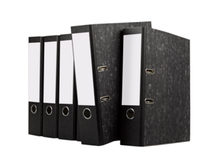 Row of black office folders