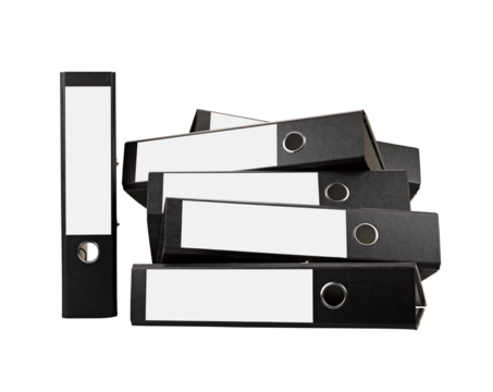 Stack of black office folders