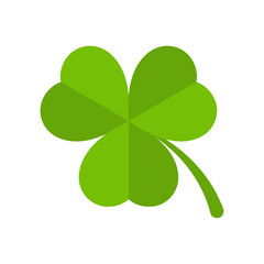 Green shamrock or clover icon isolated on transparent background. Traditional irish symbol. Talisman or lucky charm on St. Patrick's day. Vector 