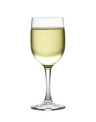 Wineglass with sparkling white wine. Concept and idea