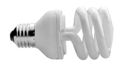 close up of a white light bulb on white background with clipping path