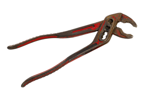 Old adjustable spanner with clipping path