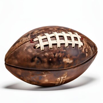 High-resolution image showcasing the texture and laces of an old, vintage brown leather American football