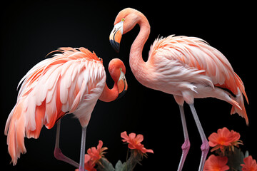 Two Flamingos in a dry river