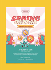Retro Spring Sale Festival Design Poster Template