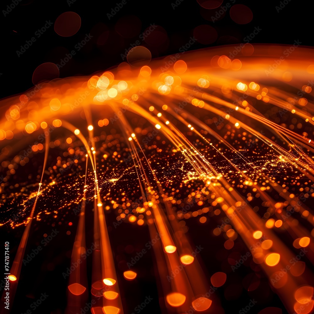 Aufkleber glowing fiber optic cables create a mesmerizing network of light, representing the high-speed data t