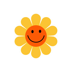 Funny groovy flower cartoon character