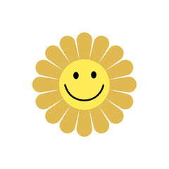 Funny groovy flower cartoon character