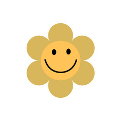 Funny groovy flower cartoon character