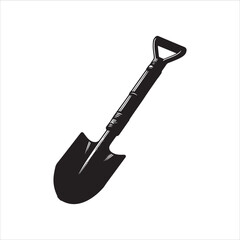 Shovel silhouette vector art white background