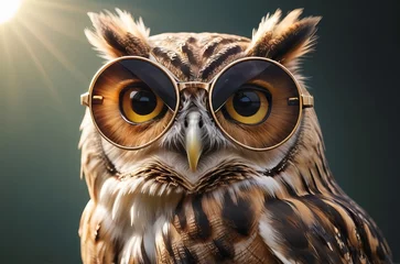 Foto auf Glas Portrait of owl with sunglasses © Tatiana Foxy