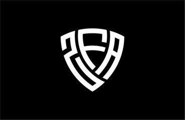 ZFA creative letter shield logo design vector icon illustration