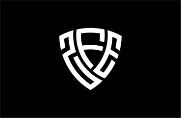 Naklejka premium ZFE creative letter shield logo design vector icon illustration